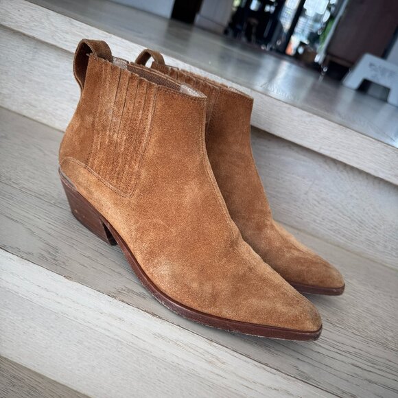 rag & bone Westin Pointed-Toe Suede Low-Heel Booties 38.5 - Picture 1 of 13
